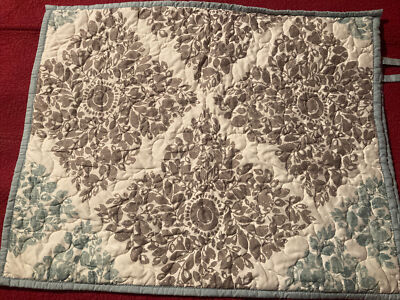 MADISON PARK Turquoise Cyan & Gray Set 2 quilted Pillow Shams with Ties 22 x 28-image