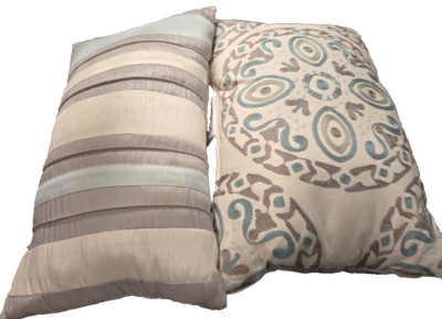 Set of 2 Throw Pillows Madison Park Threshold Aqua Gray Cream Rectangle-image