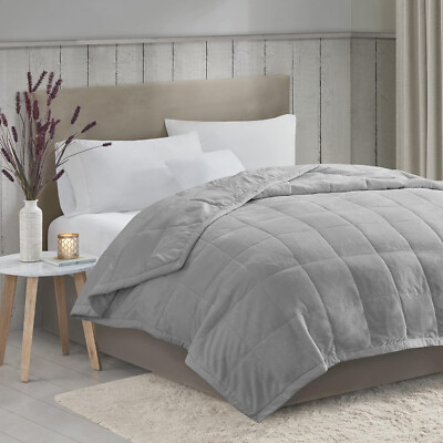 Madison Park Twin Cozy Blanket HeiQ Smart Temperature Plush-Twin-Grey-Microfiber-image