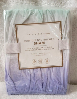 Pottery Barn Teen SURF DIP DYE RUCHED Pillow Sham Aqua Purple STANDARD NWT #P416-image