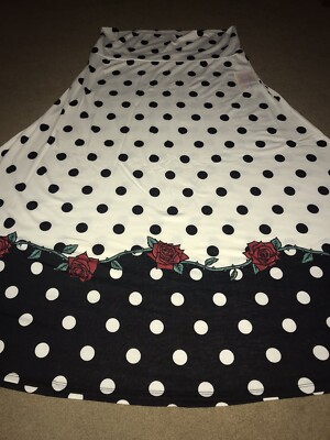 LuLaRoe MAXI White Black Ombré Polka For Roses Dip Skirt Dress Large 14/16 12 +-image