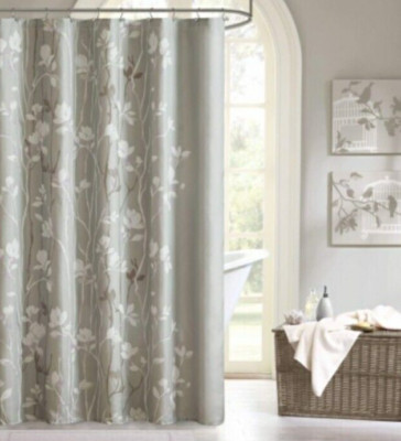 Madison Park Fabric Shower Curtain Vaughn Gray Floral-image