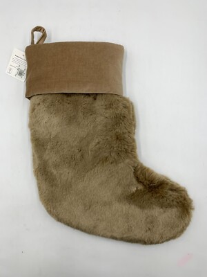 Pottery Barn Alpaca Faux Fur Medium Christmas Stocking Taupe 19.5