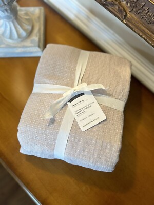 Pottery Barn European Flax Linen Waffle TWIN/TWIN XL Duvet Cover Flax NWT OB-image