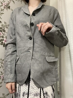 Rundholz Dip Women’s Lagenlook Grunge Linen Buttons Front Blazer Jacket Sz L-image