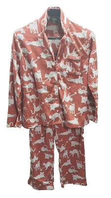 Dip Sleepwear Pajamas CATS Fleece Button Down Top Soft And Warm Women's Size XL-image