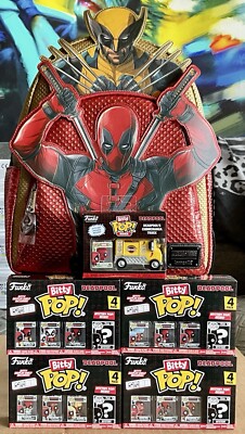 DEADPOOL & WOLVERINE LIMITED LOUNGEFLY MINI BACKPACK + FULL BITTY POP SET NEW-image