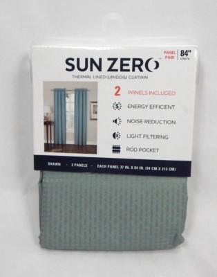 Sun Zero Mineral Green Waffle Design Shawn Thermal Lined 2 Panel Pair, 37