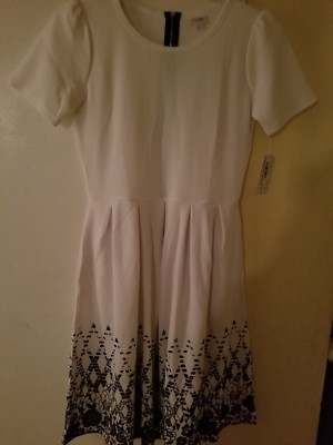 Lularoe Amelia Noir Black and White Floral Dipped NWT Large HTF Unicorn 🦄-image