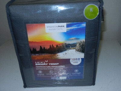 new Madison Park HeiQ Smart Temp Temperature Regulating King Sheet Set charcoal-image