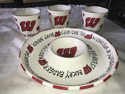 4 T CABELLS TOO WISCONSIN BADGERS 16oz Mug Cup WHITE&RED 12