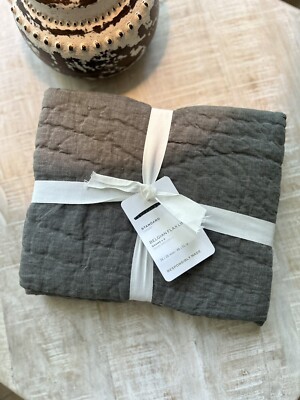 Pottery Barn Belgian Flax Linen Handcrafted STANDARD Shams Heathered Charcoal-image
