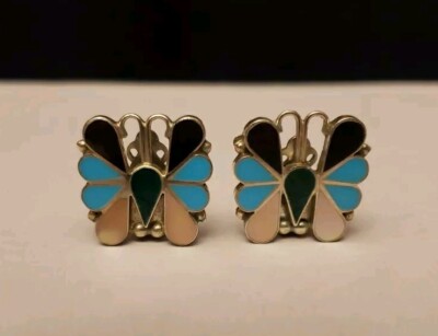 Vintage Zuni Butterfly Earrings 7/8