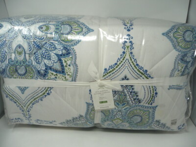 POTTERY BARN Amie PERCALE FULL/QUEEN COMFORTER blue 92 X 88