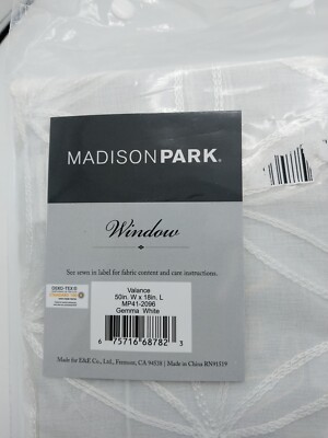 Madison Park Window Valance Gemma White 50in W x 18in L-image