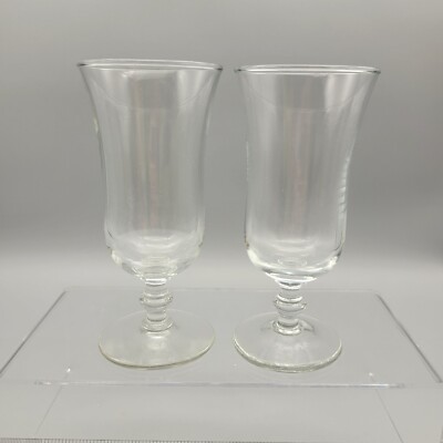Vintage Set of 2 Cordial Glasses Tulip Shaped Glasses Notched Stem 5