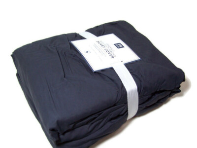 Pottery Barn Teen Gray Ebony Cotton Ruched Diamond Full Queen Duvet Cover Shams-image