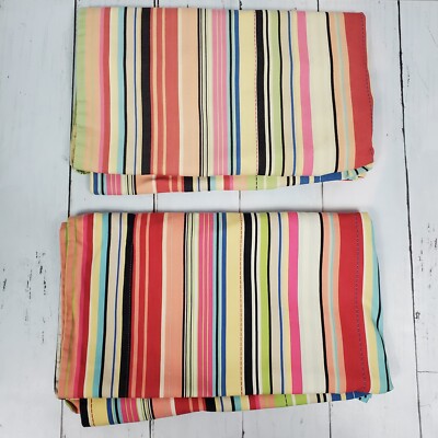 POTTERY BARN 2 STANDARD PILLOWS SHAM STRIPED COTTON LINEN-image