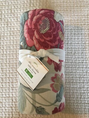 Pottery Barn elia Floral Reversible Table Throw 50 x50 NWT Gorgeous!!-image