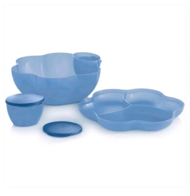 Tupperware Chip 'N Dip Bowl Set Blue -image