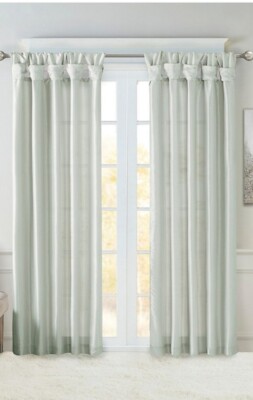 Madison Park Emilia Window Panel Lined Faux Silk Solid Lt Blue 50