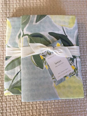 Set/2 Pottery Barn Rebecca Atwood lemon Euro Shams Beautiful!! NWT-image