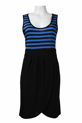 AA Studio U-Neck Tulip Hem Jersey Dress Size 12, 14, 16 Black Blue NWT $39-image
