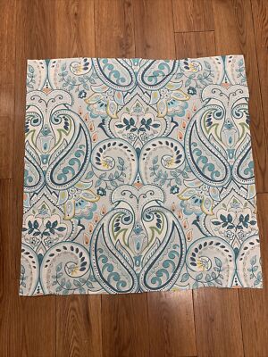 POTTERY BARN SHAM 1 EURO SIZE BLUE PAISLEY FLORAL PEACH GOLD GREEN 100% COTTON-image