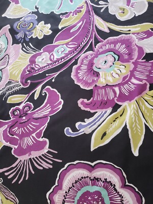 Pottery Barn Dorm Twin Duvet Cover  Bold Floral, Pinks, Purple, Black, Aqua-image