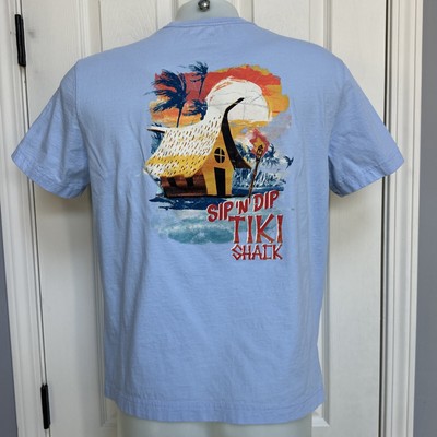 CARIBBEAN brand Hawaiian Tropical Sip N' Dip Tiki Shack Blue Ocean Graphic Tee L-image
