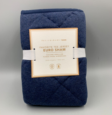 Pottery Barn Teen Favorite Tee Quilted Sham Navy Blue Euro #4826U-image