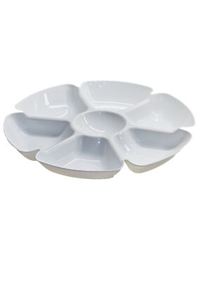 White Chip/Dip Plastic 6  Compartment Tray 15 Inches-image