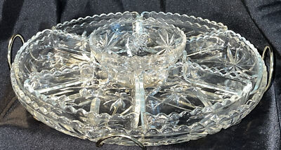 Vintage Anchor Hocking Star Of David Lazy Susan Horsderves/Relish/Veg/Dip Trays-image