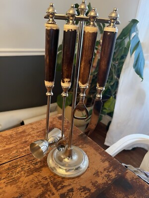 Pottery Barn Faux Bone and Chrome Bar Tool Set, 4 Piece-image