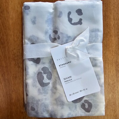 POTTERY BARN SNOW LEOPARD PERCALE STANDARD SHAM SET OF 2 ~ WHITE-image