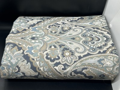 NEW Pottery Barn Mackenna Paisley Organic Percale Duvet Cover FULL/QUEEN, Blue-image