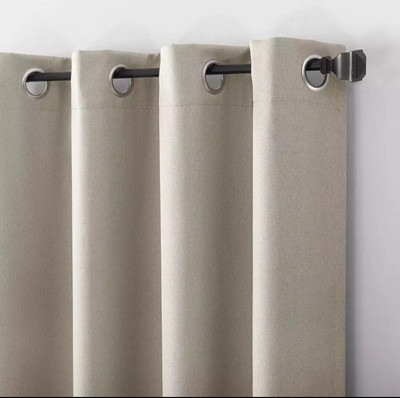 Sun Zero Blackout Hartford Grommet Curtain Panel Pair ,96”x50” each, Beige-image