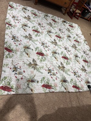 Pottery Barn Queen Duvet Cover Cardinal Berries Winter Bird VGUC-image