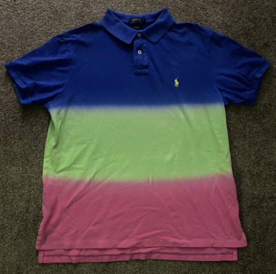 Polo Ralph Lauren Shirt Mens XL Dip Dye Ombre Custom Fit Little Pony Preppy-image