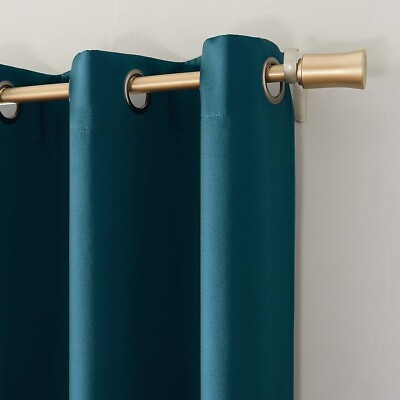 Sun Zero Nordic 2-pack Theater Grade Extreme 100% Blackout Grommet Curtain: Teal-image