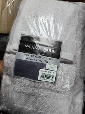 Madison Park Signature Cotton 6 Piece Bath Towel Set With Lavender Mps73-475-image