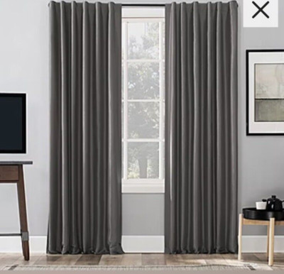 Sun Zero Evelina Faux Dupioni Silk Thermal Energy Saving Blackout Gray One Panel-image
