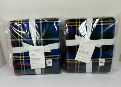 Pottery Barn Stewart Plaid Sherpa Backed Euro Sham Set Green Multicolor-image