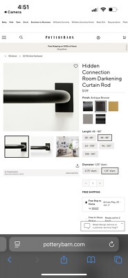 Pottery Barn Hidden Connection Darkening Rod 48 x 88 Antique Bronze  1.25
