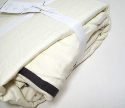 Pottery Barn Belgian Flax Linen Duo Tone Flange Ivory King Cal King Duvet Cover-image