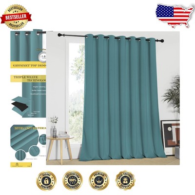 Thermal Insulated Sea Teal Drapes - 95in Blackout Curtain for Modern Homes-image