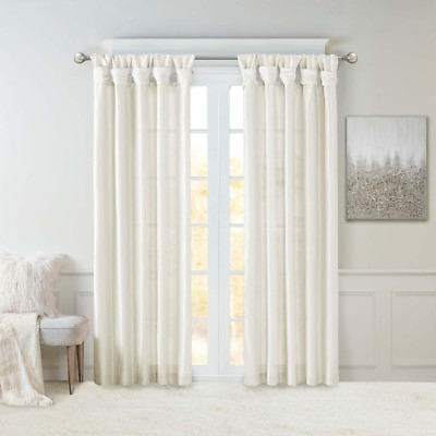 Madison Park Emilia Faux Silk Single Curtain with Privacy Lining, DIY Twist Tab -image