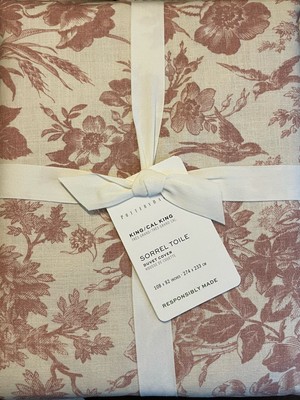 Pottery Barn Rosewood Sorrel Toile Floral Duvet Cover - KING / CAL - NEW-image