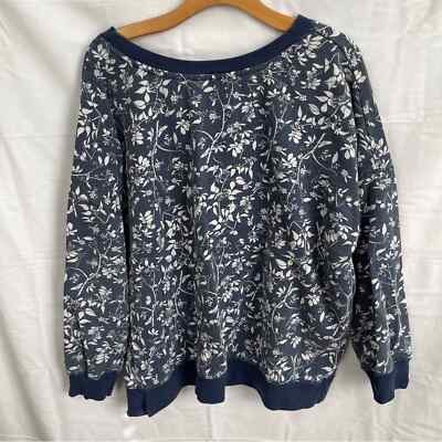 DIP sleepwear navy blue floral sweatshirt top size extra-large sweats-image