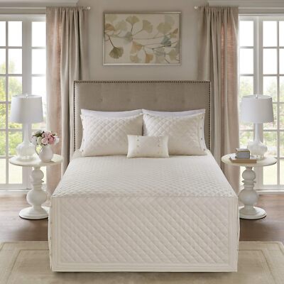 Madison Park 4 Piece Quilts Set Reversible Tailored 100% Cotton Fitted Bedspread-image